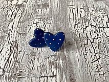Náušnice - maľované bodkované srdiečka (MiNi modré) - 10641088_