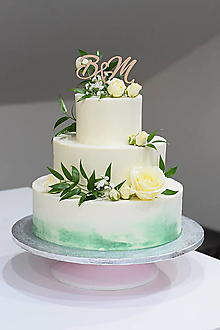 Dekorácie - Zápich na svadobnú tortu s iniciálmi - 10642692_