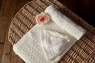 Detské čiapky - Pletená čiapočka, “Miss“,OEKO-TEX®, Smotanová - 10644269_
