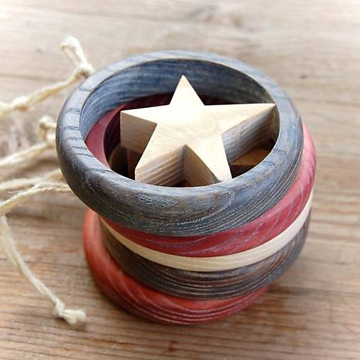 Dekorácie - Drevená Hviezda (Meď/Bronz) - 10642020_