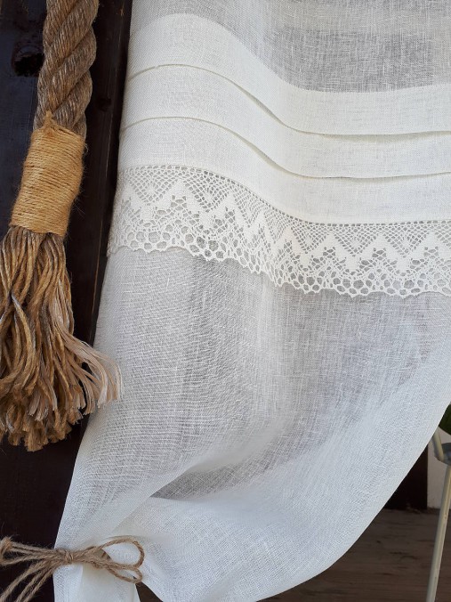 Úžitkový textil - Ľanová záclona Cream Delicacy - 10644359_