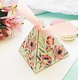 Papier - pyramídová papierová darčeková škatuľka Ruže - 10646167_