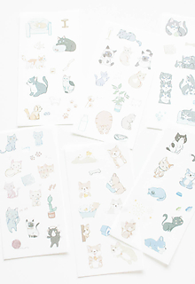 Papier - Akvarelový set - nálepky "cats & doggie" - 10647288_