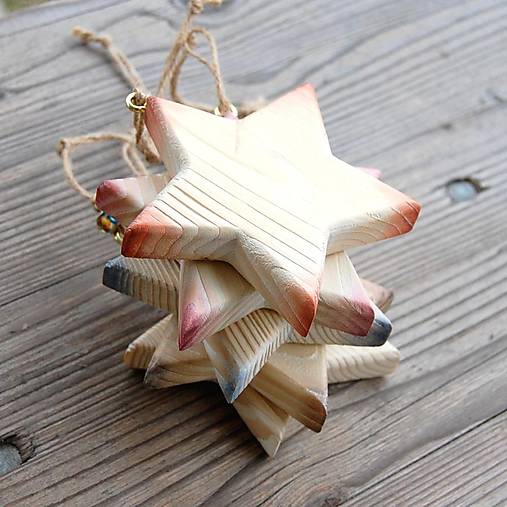 Dekorácie - Plná drevená hviezda (11,5cm x 11,5cm - Meď/Bronz) - 10647372_