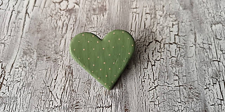 Brošne - bodkovaná brošňa (vintage zelená s ružovými bodkami) - 10647690_