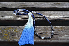 Náhrdelníky - Lapis lazuli so strapcom náhrdelník - 10651339_