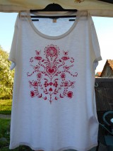 Topy, tričká, tielka - slovakia folk T-shirt- red love - 10653993_