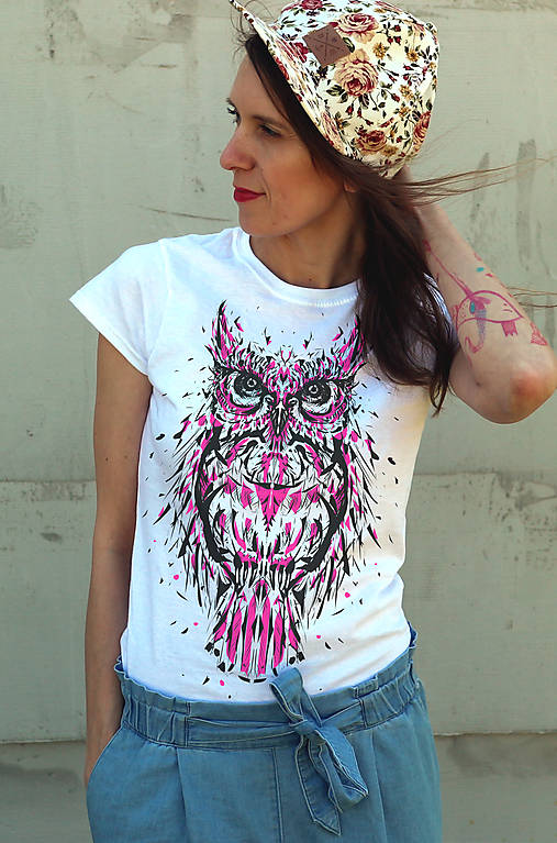 Topy, tričká, tielka - Dámske tričko - W.I.S.E. a ružová (XL) - 10653888_