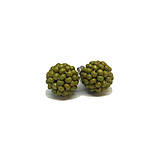 Náušnice - #bobuledousi matné olivovo zelené zapichovačky - 10652438_