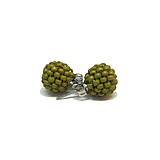 Náušnice - #bobuledousi matné olivovo zelené zapichovačky - 10652439_