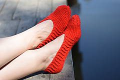 Ponožky, pančuchy, obuv - papučky-balerínky červené (v.37-38) (37-38) - 10653555_
