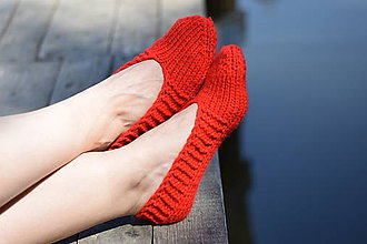 Ponožky, pančuchy, obuv - papučky-balerínky červené (v.37-38) - 10653555_