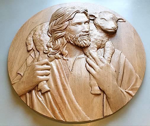 Dekorácie - Drevorezba Ježiš Dobrý Pastier - 10655570_