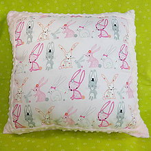 Detský textil - Vankúš ružový zajačikový - 10655499_