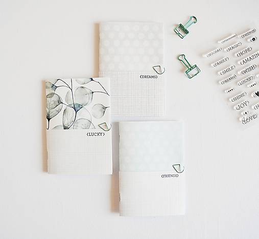 Papiernictvo - 3 zápisníky - eukalyptus/mint/grey - 10656271_