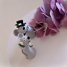 Dekorácie - Svadobné myšky - figúrky na svadobnú tortu - 10659699_