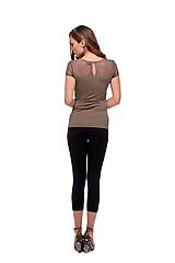 Topy, tričká, tielka - Tričko s krátkym rukávom so sieťkou hnedá khaki - 10657974_