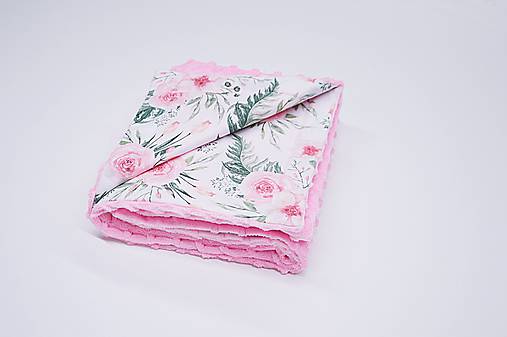 Minky deka ružová + ruže 70*100cm