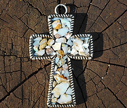 Dekorácie - cross with opals - 10664042_