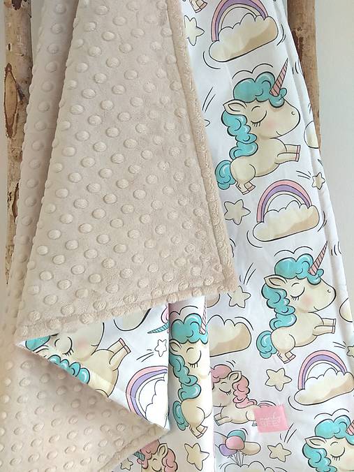 Detská deka  (Rozprávkový jednorožec + latte minky)