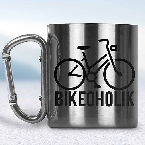 Nádoby - Kovový turistický hrnček s karabínkou - 10667851_