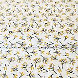 Textil - okrové vetvičky, 100 % bavlna Francúzsko, šírka 150 cm - 10671543_