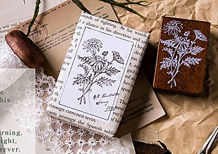 Nástroje - PE104 Pečiatka vintage natur 5 x 4 cm (Kvietky) - 10673954_