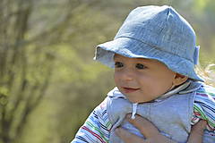 Detské čiapky - Klobúčik 100% ľan sivá EXCLUSIVE - 10671672_