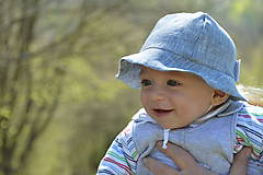 Detské čiapky - Klobúčik 100% ľan sivá EXCLUSIVE - 10671673_