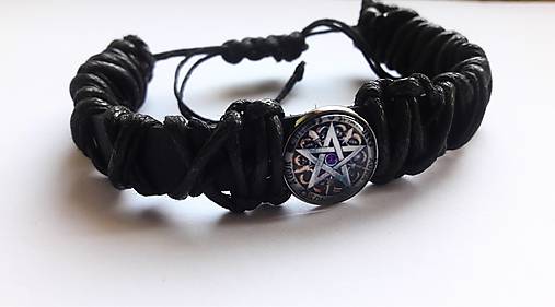 Náramky - Pletený náramok Pentagram - 10674046_