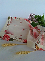 Úžitkový textil - Vrecúško na chlieb a pečivo - ruže (1kg chlieb 23x42 cm) - 10678470_