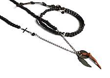 Pánske šperky - Pánsky náhrdelník BRYXI s koženým strapcom - 10678550_