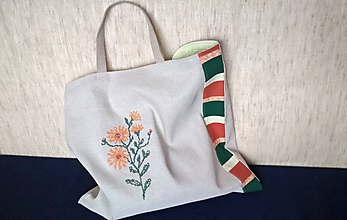 Veľké tašky - Taška s bylinkovou výšivkou (nechtík) - 10681523_