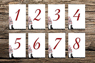 Papiernictvo - čísla stolov, číslovanie vzor "príbeh lásky" (Bordová) - 10681498_