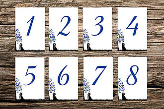 Papiernictvo - čísla stolov, číslovanie vzor "príbeh lásky" (Kráľovská modrá) - 10681506_