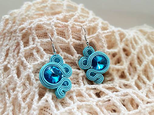 Náušnice - Farebné náušnice na jar - soutache earring  (Tyrkysová) - 10685358_