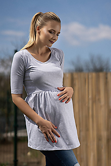 Tehotenské oblečenie - Tehotenská tunika Elza Grey (M) - 10684621_