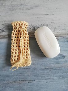 Úžitkový textil - Háčkované vrecká na mydlo zo 100% organickej bavlny  (Žltá) - 10686994_