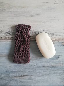 Úžitkový textil - Háčkované vrecká na mydlo zo 100% organickej bavlny  (Hnedá) - 10686996_