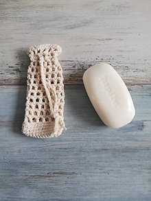 Úžitkový textil - Háčkované vrecká na mydlo zo 100% organickej bavlny  (Biela) - 10686999_