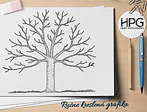 Grafika - Line Art svadobný strom na odtlačky prstov - 10688957_