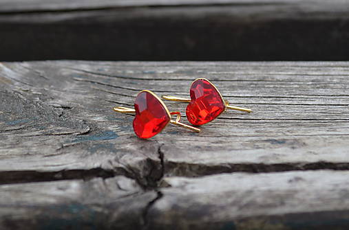 Swarovski srdcia Valentínky pozlátené Ag náušnice