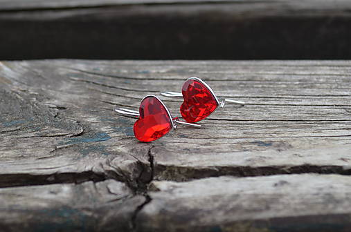 Swarovski srdcia Valentínky rhodiované Ag náušnice