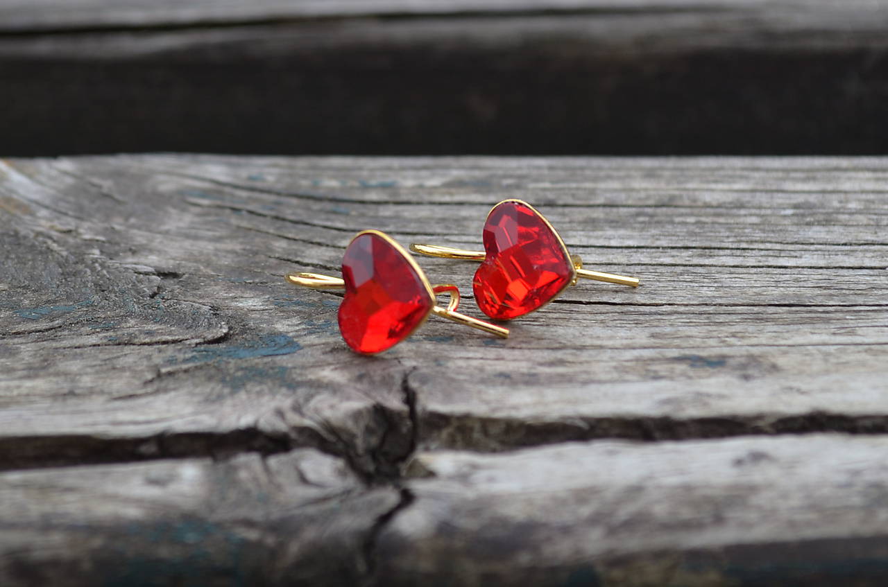 Swarovski srdcia Valentínky pozlátené Ag náušnice