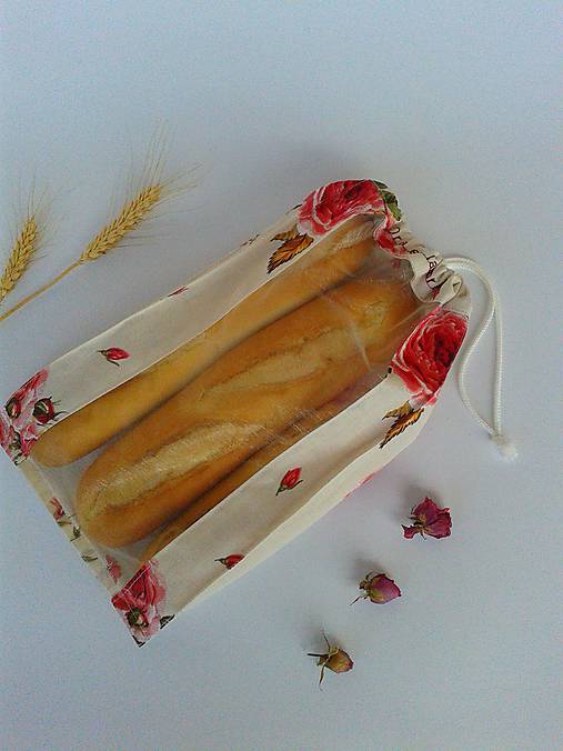 Vrecúško na chlieb a pečivo - ruže (1/2kg chlieb 21x33 cm)