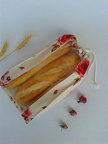 Úžitkový textil - Vrecúško na chlieb a pečivo - ruže (1/2kg chlieb 21x33 cm) - 10690247_