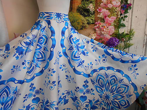 FLORAL FOLK " Slovenská ornamentika ", spoločenská dlhá sukňa