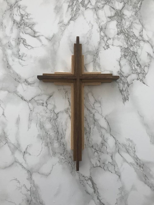  - Svadobný krížik , drevený krížik (Drevený svadobný krížik - orech/akacia/buk) - 10692403_