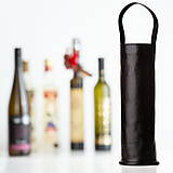 Nádoby - Kožená darčeková taška na víno (Čierna) - 10690896_