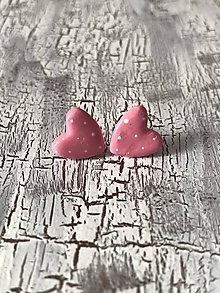 Náušnice - maľované bodkované srdiečka (MiNi ružové) - 10690831_